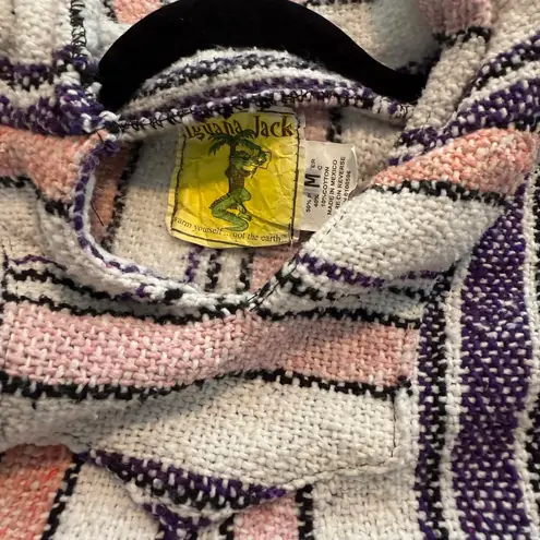 IGUANA JACK Medium Surfer Baja Boho Hiking Poncho Jacket Hoodie Multicolor