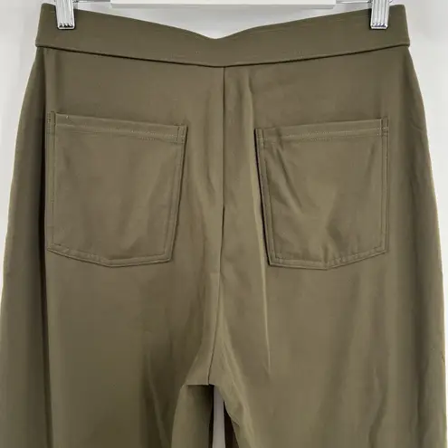 Halara High Waisted Button Pockets Straight Leg Pants Green Women's Size Large