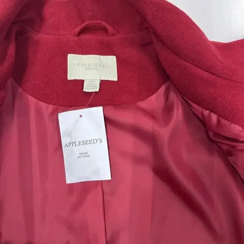 appleseed's Petites Women’s Red Wool Pea Coat Size 16P Holiday Christmas