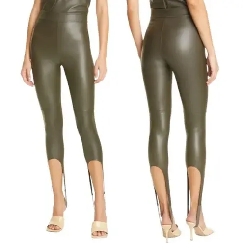 NWT Alix NYC Brower Faux Leather Stirrup Leggings Pine Green Women’s Size Small