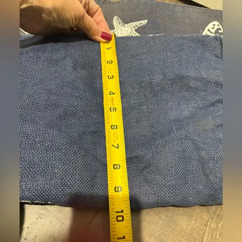 Navy Jute Starfish Beach Tote Bag Rope Handles Coastal Summer Travel Blue