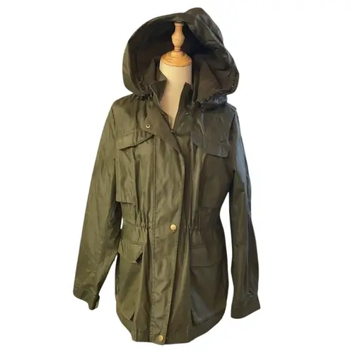 Braetan Hooded Anorak Jacket Olive Green Utility Lightweight Rain Coat Size L Size L