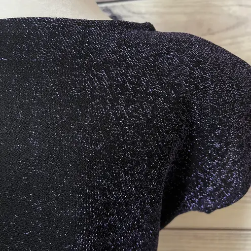 Vintage 80s / 90s Sequin Sparkly Disco Short Sleeve Blouse Multiple Size M