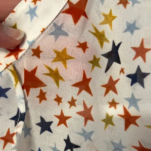 Hutch (Anthropologie) Boho Stars Print Blouse Small Tie Neck