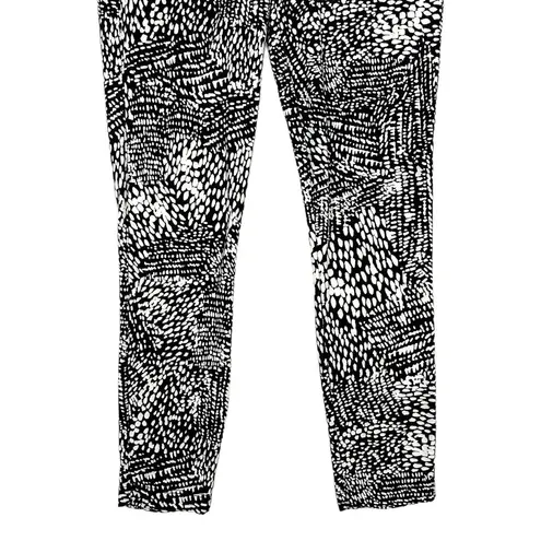 Lysse  Leggings Size M High Waist Back Zip Crop Pants Black White Print Slimming