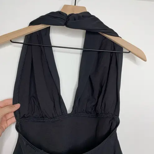 Norma Kamali Norma Kalama Halter Low Back Mio Swim One Piece Womens New Black XL