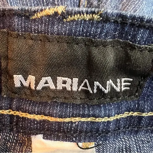 MARIANNE Size 16 Blue Denim Capri Jeans 5 Pockets Embroidered Back Pockets