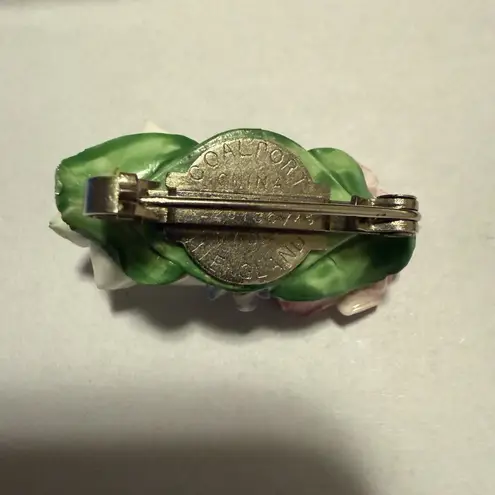 Vintage Antique Porcelain Painted Bunch of Flowers Floral Brooch Lapel Coat Pin