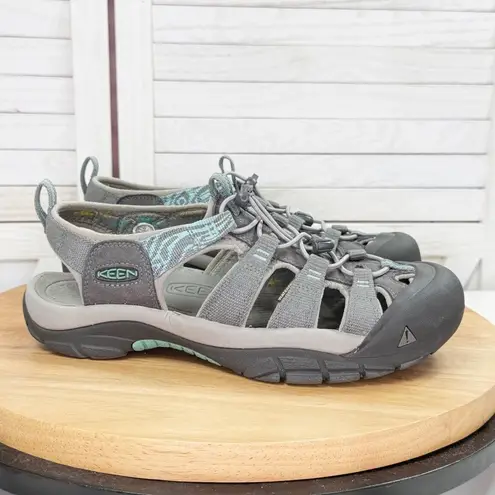 Keen Newport Slip On Hiking Sandal Grey Teal Blue Womens 10 1018834