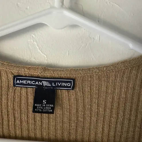 American Living Y2k Sweater Small Ruffle Trim Ribbed Knit Cardigan Top Coquette