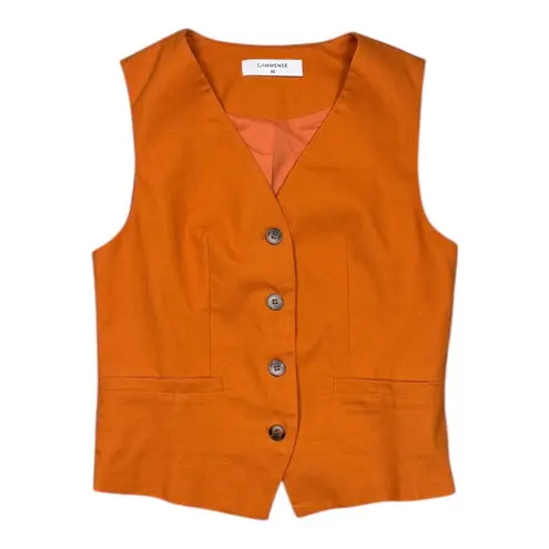 Commense Orange Vest + Pants Set Cotton Linen Two Piece Set Womens XS NWT
