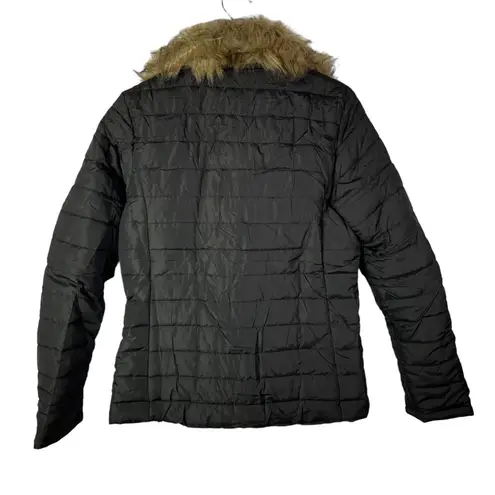 Boutique Black Side Zip Faux Fur Puffer Jacket L