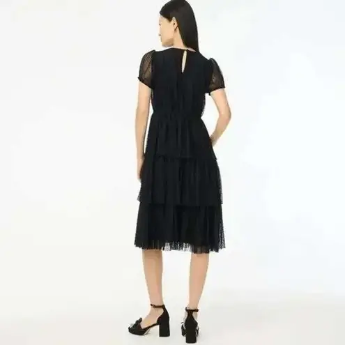 J.Crew Pleated Swiss Dot Puff Sleeve Lace Layered A