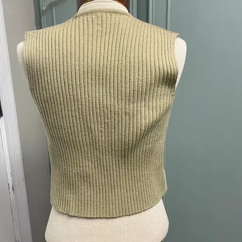 Vintage Ms Today Suede Knit Vest Floral Cottage Cabin Boho Size 8 Leather Tan