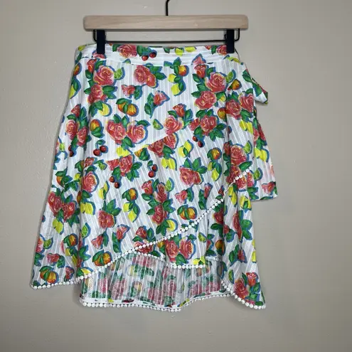 Floral Wrap Skirt Fruit Citrus Rose Boho Preppy XL Preppy L Beach Rollar Rabbit Red