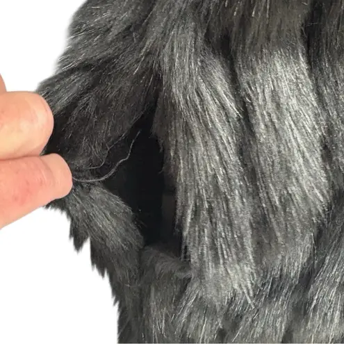 John + Jenn Black Faux Fur Long Fuzzy Vest Size Large NWT