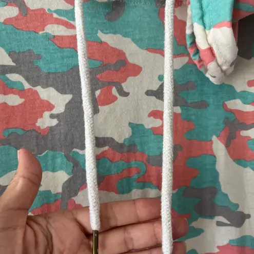 Bleecker n Mercer Sz L Cover Up Midi Dress Camo Pullover Hoodie Kangaroo Pocket Pink Size L