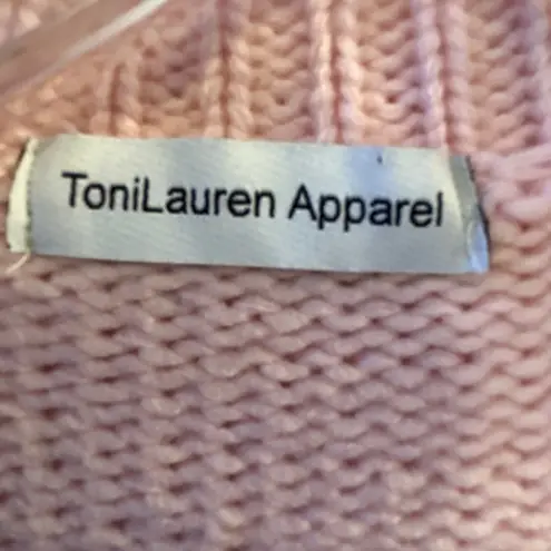 ToniLauren Apparel Pink Cable Knit Fringe Sweater Size M Size M