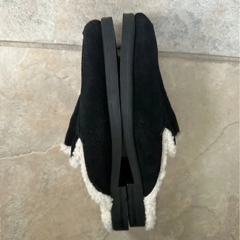 Franco Sarto  Barris 2 Black Suede Leather Slip On Mule Loafer Shearling Size 6.5