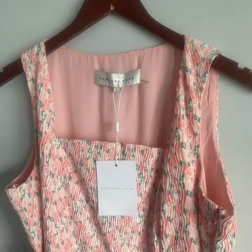 Endless Rose NWT Pink Floral Textured Bow Tie Mini Dress Square Neck Size Large - Image 6