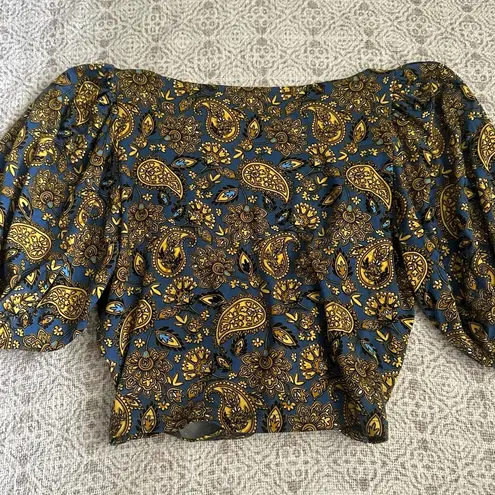 Boden Paisley Cropped Twist Detail Top Size 4