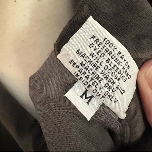 CP Shades CO SHADES Gray Velvet Velour Button Down Long Sleeve Shirt Size Medium