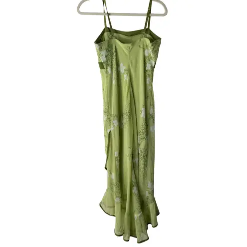 Studio Y Y2k Size 9 Light Green Floral Maxi Dress Spaghetti Strap Ruffle Fairy