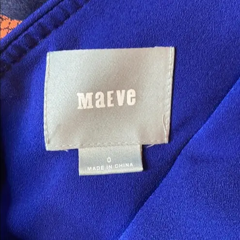 Maeve Anthro Rokin Polka Dot Orange Blue Dress 0