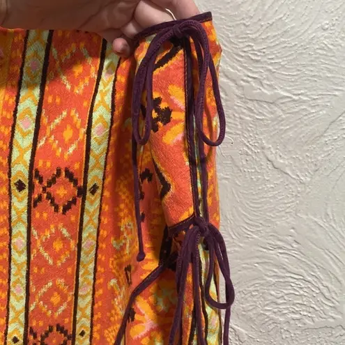 Free People NWT  boho retro Cleo Wrap Skirt in Rust Combo Size 8