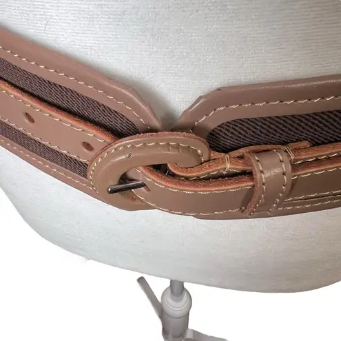 Linea Pelle Leather Stretch Women’s Statement Belt Corset Waist Brown Boho Retro