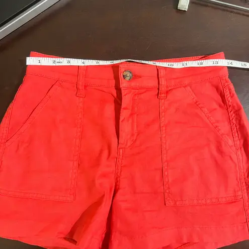 Evereve Women's Red Linen Blend High Waist Shorts - Size 26
