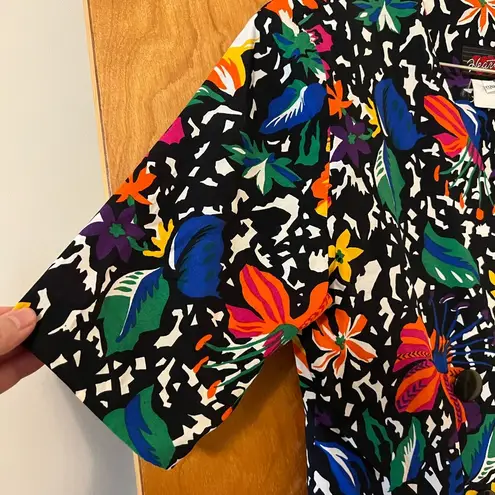 Tropical Flowers Pop Art to Wear Bold Hearts Blazer Jacket Vintage Size 11 12