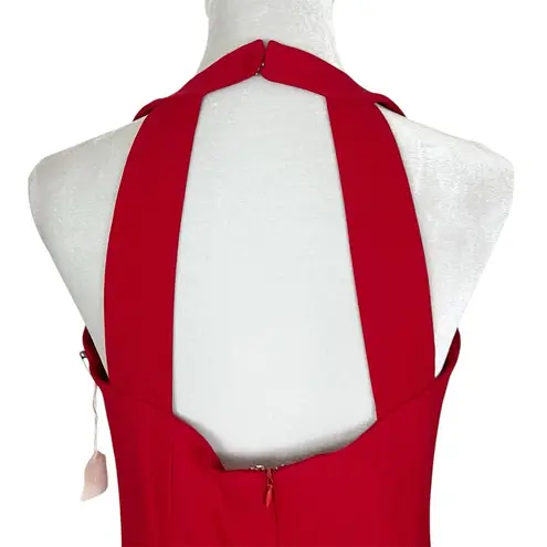 Vintage 90s Red Beaded Collar Formal Prom Dress Size 10