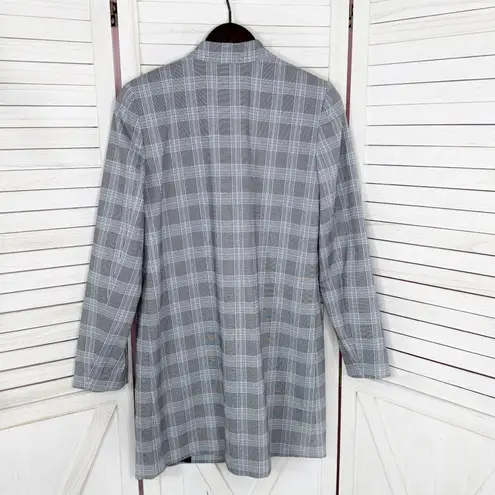Carolina belle Plaid Long Line Blazer Jacket Blue Small Open Glen Check