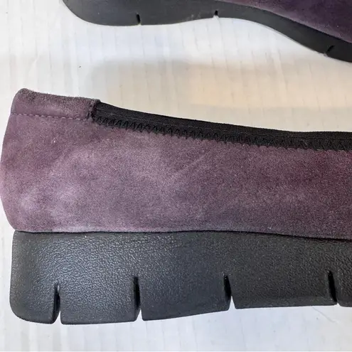 Clarks  Purple Suede Leather Slip On Mini Wedge Comfort Shoes Womens 9.5 Classic
