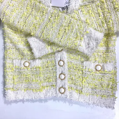 Balmain Yellow and White Tweed Cardigan 42 FR 10 US DF1KL106KG71