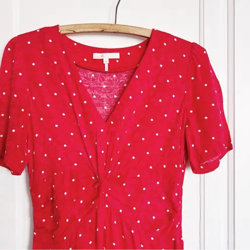 Maje • Ripia Twist-front Polka-dot Floral-jacquard Mini Dress red Rouge