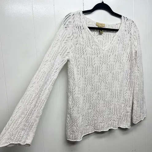 Cotton Ginny Linen Cotton Womens Beach Coastal Nautical Lagenlook Sweater Large White