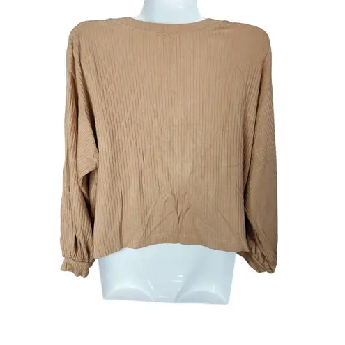 Rachel Pally Womens Tan Ribbed Modal Top Loose Oversized Size M