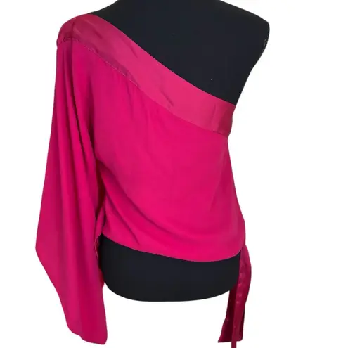 Vertigo Paris Pink Asymmetrical Bell Sleeve Blouse