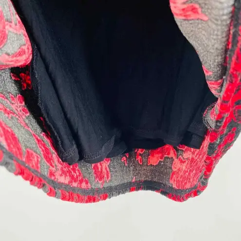 HD in Paris Dress Womens S Black Red Rose Chenille Sleeveless Lined Whimsigoth