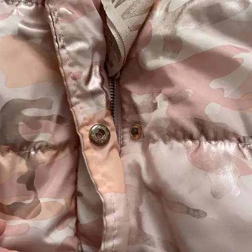 Ashley by 26 International pink reflective full zip cropped puffer coat, size S