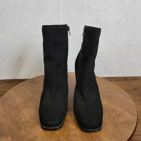 Markon Zollan Womens Ankle Boots Size 9M Black Suede Side Zip Square Toe