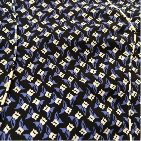 Veronica Beard Worth Pajama Blue Black White Floral Silk Top Blouse Size 0