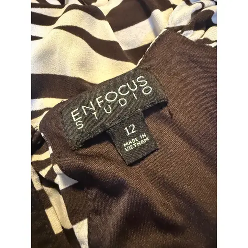 Enfocus Studio Zebra Print Halter Neck Ruffle Dress 12 Y2K boho whimsi animal