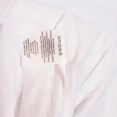 Veronica Beard Raleigh Pima Cotton Ruffle V Neck Long Sleeve Tee Shirt White S