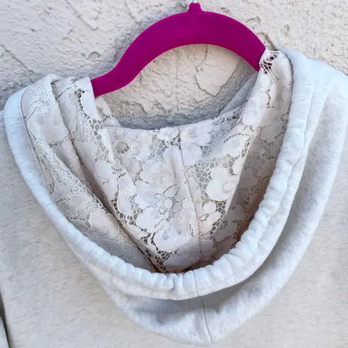 3.1 Phillip Lim cream cotton longline lace hoodie sweater size XS extra small