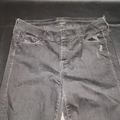 Mother Womens Black The Looker Ankle Fray Distressed Jeans 29 Butt Rip