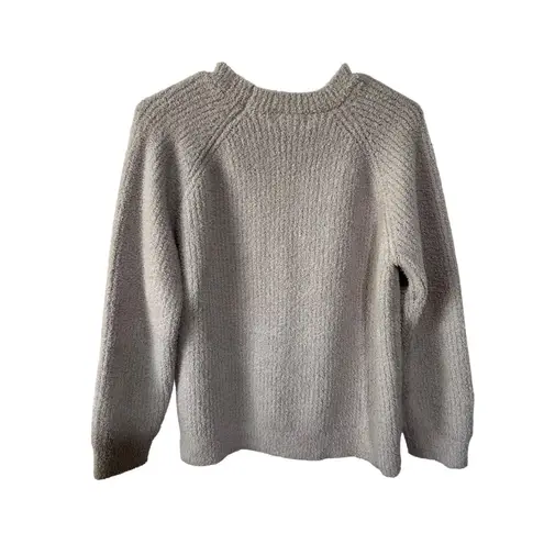 Barefoot Dreams CozyChic Beige Ribbed Knit Sweater Raglan Sleeves Womens Size M