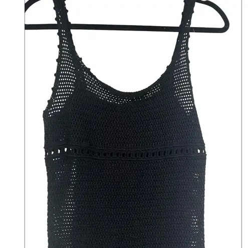 Wilfred black dress loose knit crochet small cotton maxi midi Aritzia